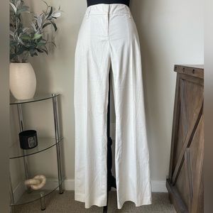 Loft White Striped Mid Rise Boot Cut Trousers